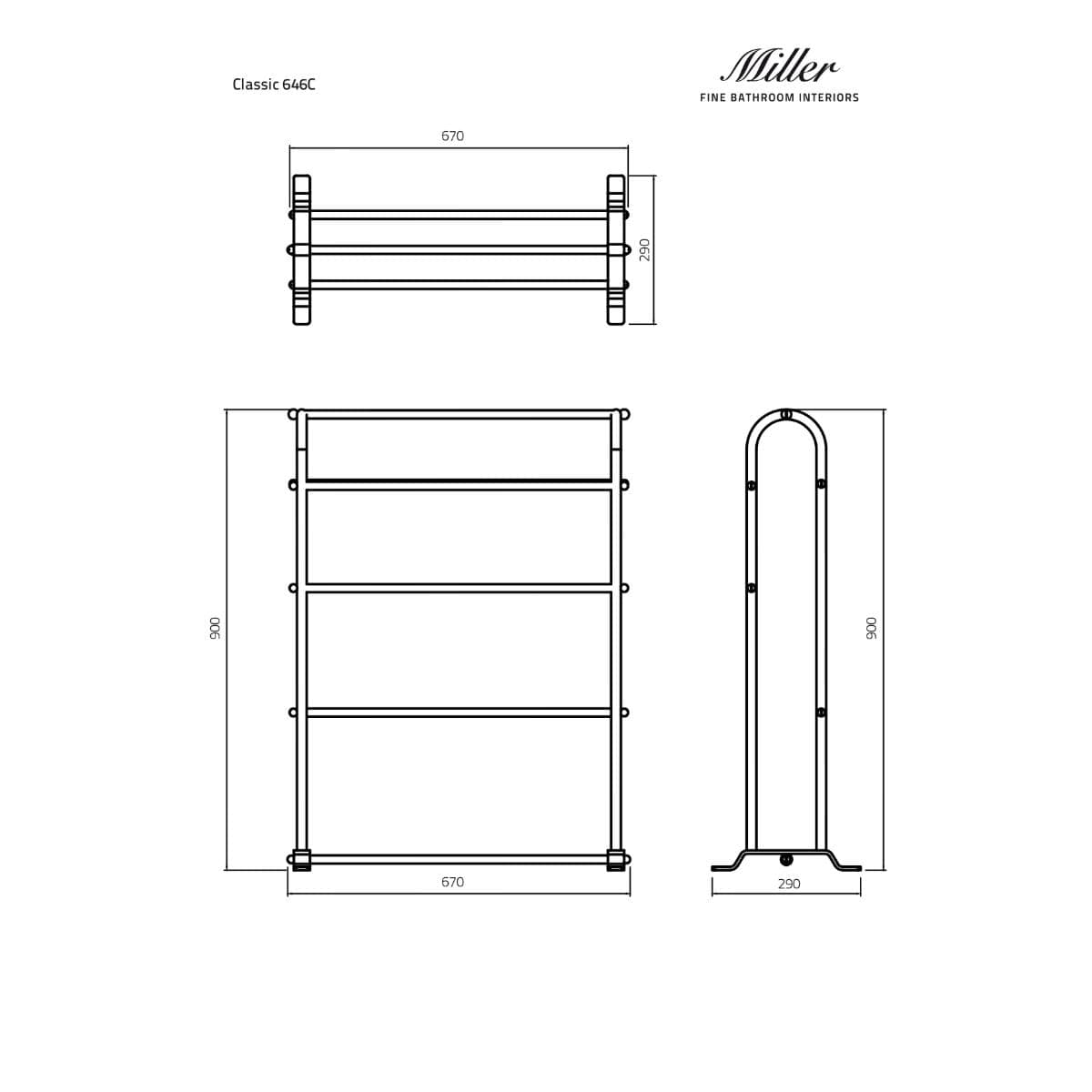 Miller Towel Rails and Rings Miller Signature Traditional Freestanding Towel Horse in Chrome