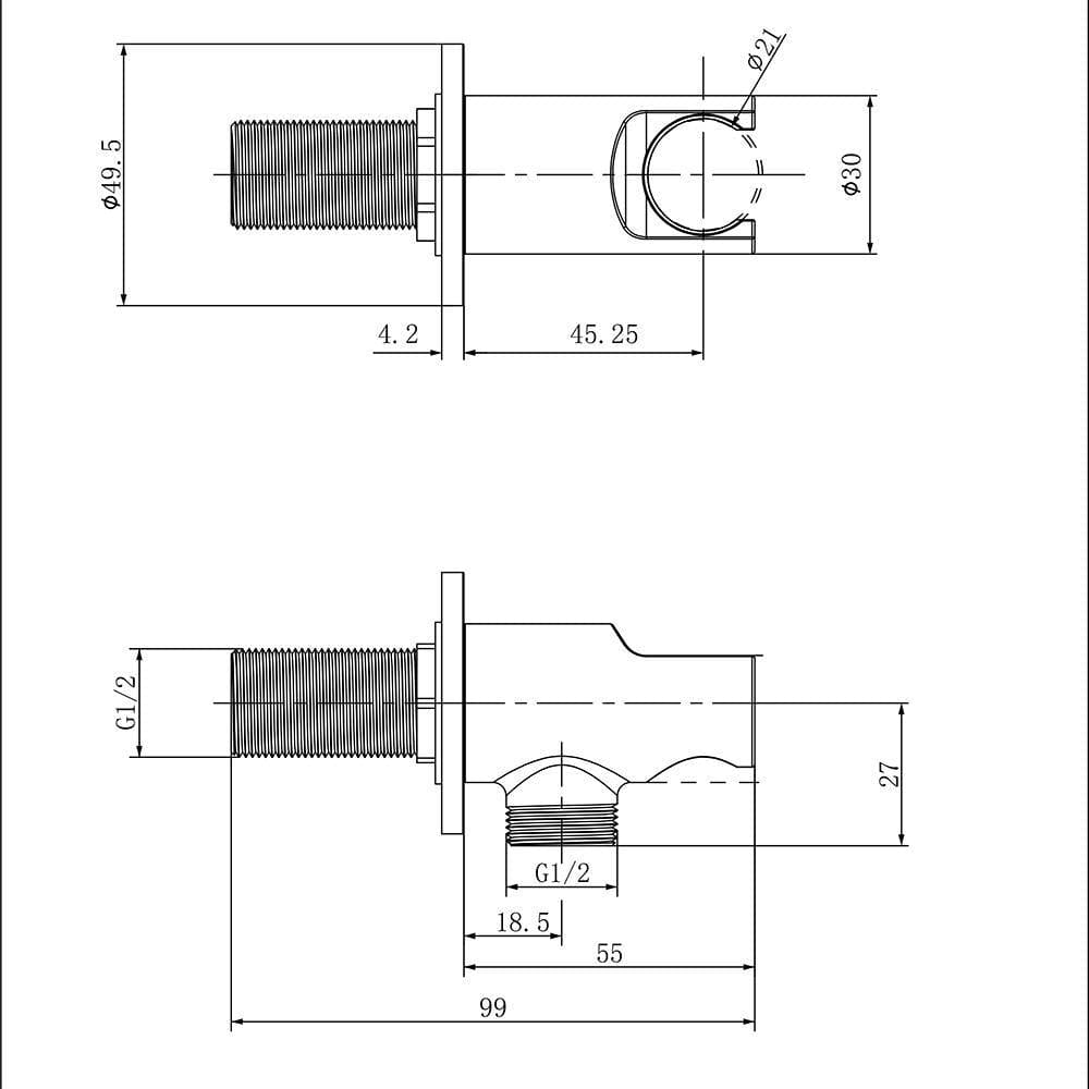 Imex Shower Brackets and Outlets Imex Round Wall Outlet Elbow with Handset Bracket
