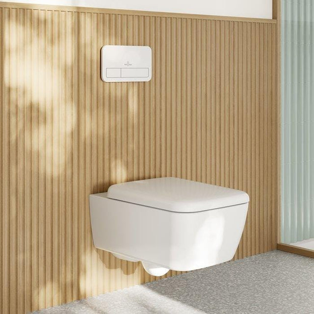 Villeroy & Boch Wall Hung Toilet Villeroy & Boch Skyla Square Wall Hung Rimless Toilet with Twist Flush and Soft Close Seat