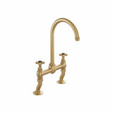 Vado Kitchen Tap Brushed Brass/Black Booth & Co. Axbridge Crosshead Bridge Kitchen Mixer Tap