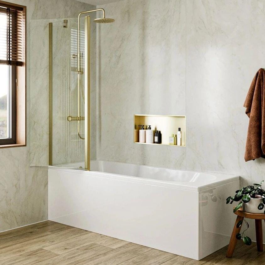 Crosswater Bath Screen Crosswater Clear 6 Double Panel Hinged Bath Screen