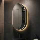 hib. Mirrored Cabinet Black hib. Romana Pill LED Illuminated Mirror Cabinet