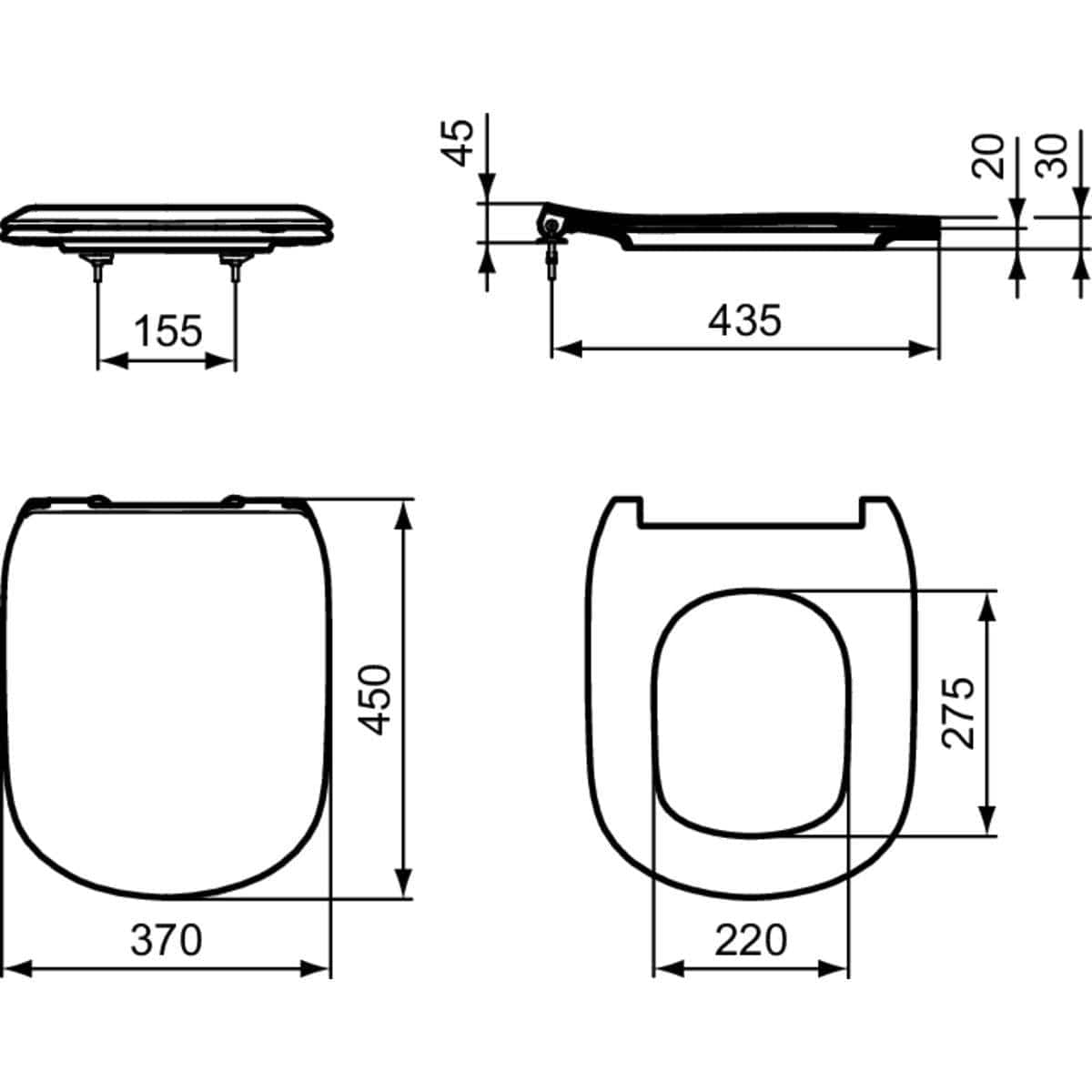 Ideal Standard Toilet Seat Ideal Standard Tesi Soft Close, Quick Release Slimline Sandwich Toilet Seat