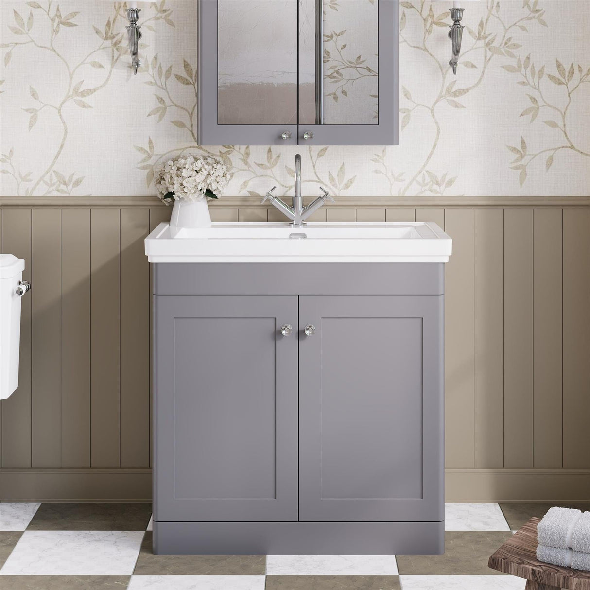 Aquarius Bathrooms Floor Standing Vanity Unit Grey / 1 Aquarius Leighton 800mm Floor Standing Two Door Vanity Unit with Basin
