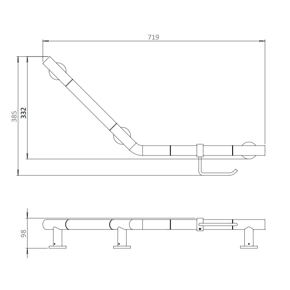 Crosswater Grab Rail/Bar Crosswater Angled Grab Bar & Toilet Roll Holder