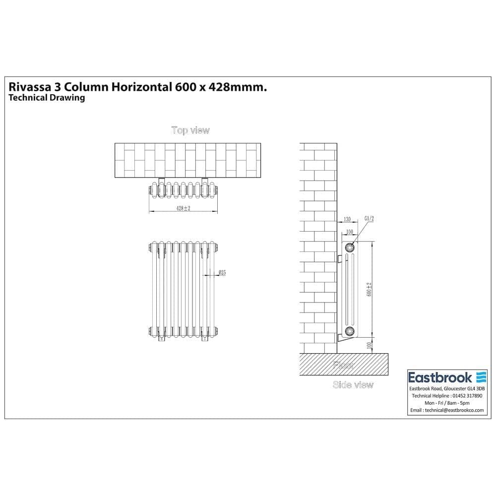 Eastbrook Rivassa Traditional 3 Column Radiator in White