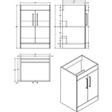 Imex Croma Floor Standing Double Door 500mm Vanity Unit with 1 Tap Hole Basin