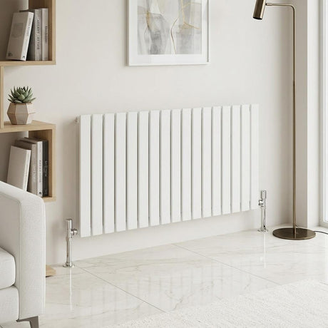 Aquarius Bathrooms Panel Radiator 600 x1190mm / White Aquarius Flat Panel Single Horizontal Radiator