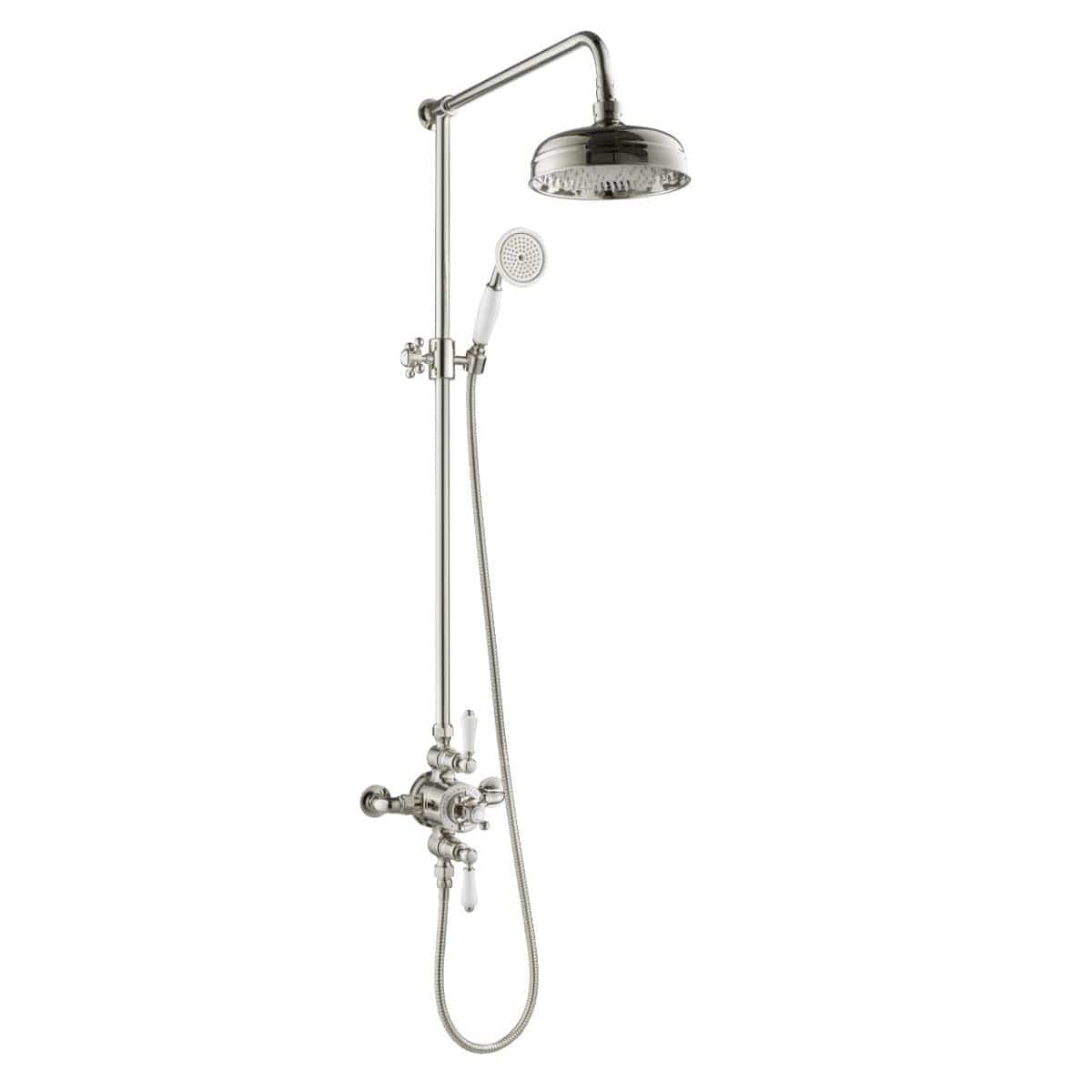 JTP Exposed Shower Set Nickel JTP Grosvenor Exposed Thermostatic Traditional Shower Set With Fixed Shower Head and Handset