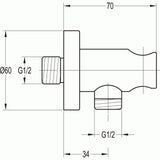 Flova Shower Brackets and Outlets Flova Levo Round Wall Outlet Elbow with Handset Holder