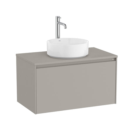 Roca Wall Mounted Vanity Unit Matt Grey Roca Ona 800mm Wall Mounted One Drawer Vanity Unit with Countertop
