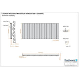 Eastbrook Panel Radiator Eastbrook Charlton Horizontal Aluminium Designer Radiator in Matt Anthracite