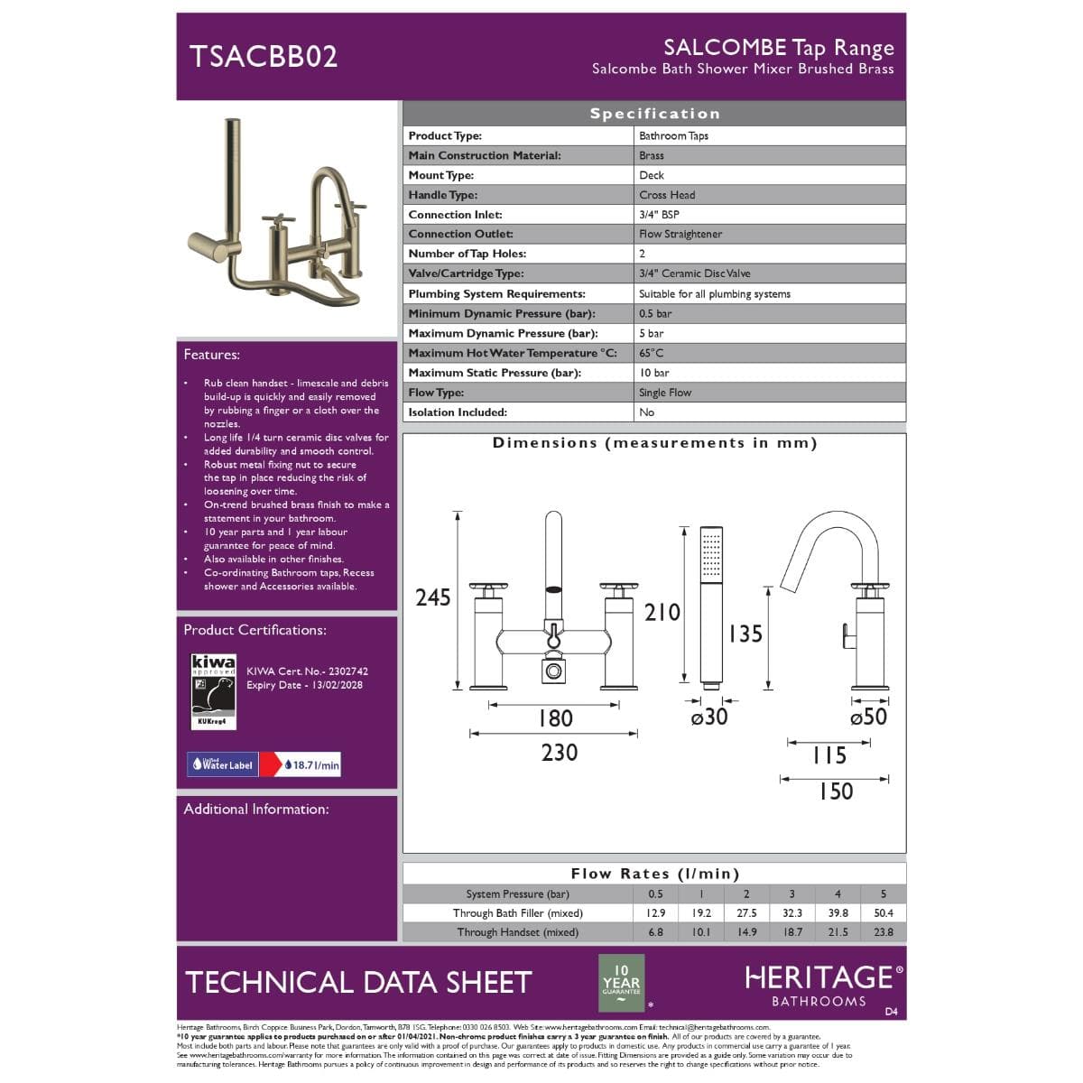 Heritage Bath Shower Mixer Heritage Salcombe Bath Shower Mixer Tap