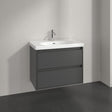 Villeroy & Boch Wall Mounted Vanity Unit Graphite Villeroy & Boch Skyla Wall Mounted 800mm Two Drawer Vanity Unit with Basin