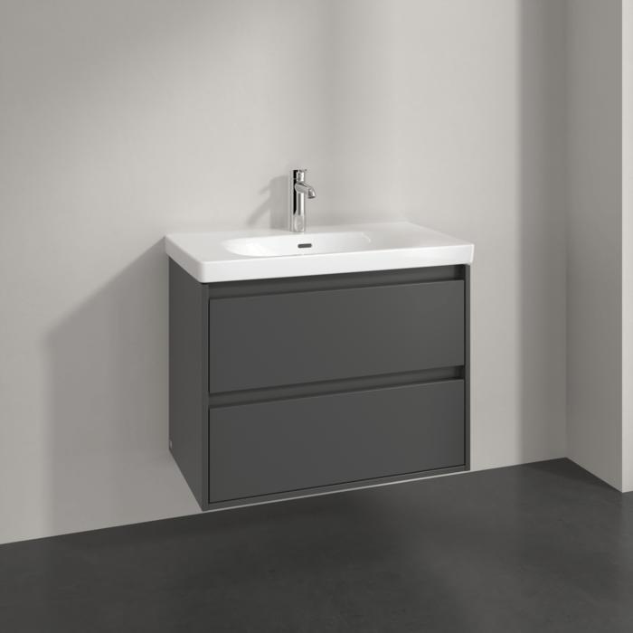 Villeroy & Boch Wall Mounted Vanity Unit Graphite Villeroy & Boch Skyla Wall Mounted 800mm Two Drawer Vanity Unit with Basin