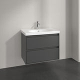 Villeroy & Boch Wall Mounted Vanity Unit Graphite Villeroy & Boch Skyla Wall Mounted 800mm Two Drawer Vanity Unit with Basin