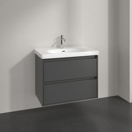 Villeroy & Boch Wall Mounted Vanity Unit Graphite Villeroy & Boch Skyla Wall Mounted 800mm Two Drawer Vanity Unit with Basin
