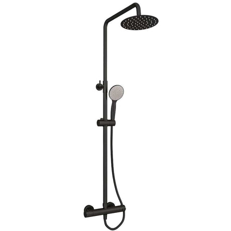 Eastbrook Exposed Shower Set Matt Black Eastbrook Modern Round Thermostatic Shower Valve Set with Adjustable Riser, Showerhead and Handset