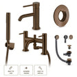Aquarius Bathrooms Bath Shower Mixer Brushed Bronze Aquarius RF-Series Complete Bath and Basin Brassware Pack with Basin Tap, Bath and Shower Mixer and Wastes