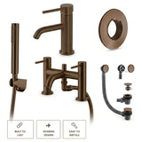 Aquarius Bathrooms Bath Shower Mixer Brushed Bronze Aquarius RF-Series Complete Bath and Basin Brassware Pack with Basin Tap, Bath and Shower Mixer and Wastes