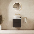 Crosswater Wall Mounted Vanity Unit 500mm / Matt Black / Carrara Marble Effect Crosswater Glide II Wall Mounted Two Drawer Vanity Unit with Worktop