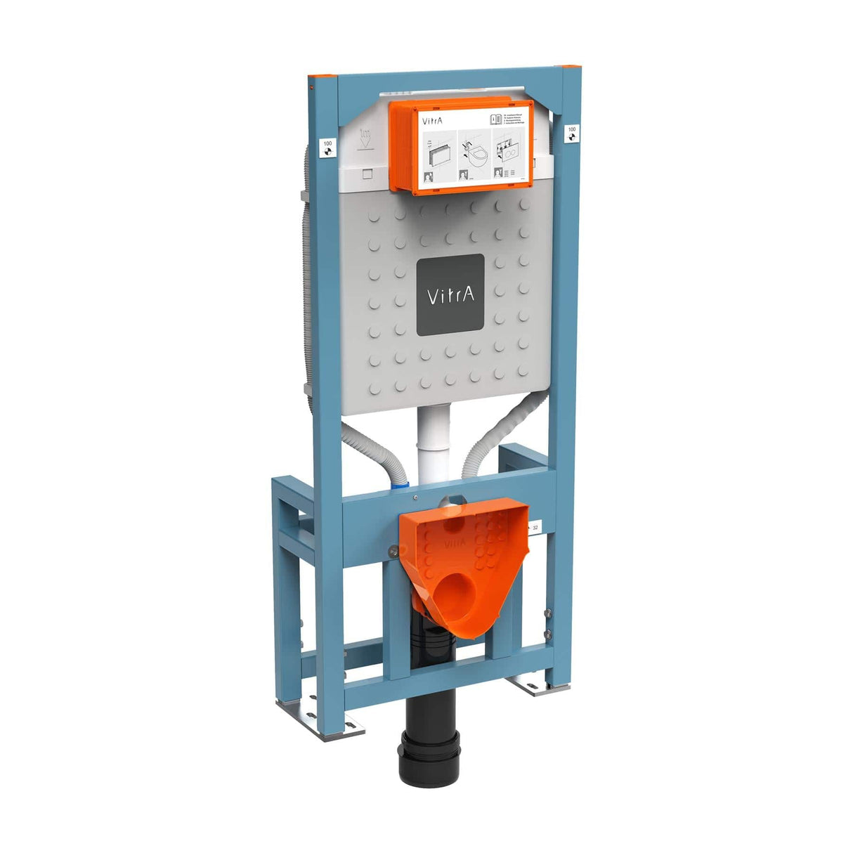 VitrA Wall Hung WC Frame VitrA V-Fix Prime Standard Wall Hung Toilet Frame and 120mm 3/6 Litre Concealed Cistern with Floor Fixation, Electrical and Water Connection