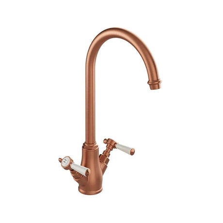 Vado Kitchen Tap Brushed Bronze/Crackled White Booth & Co. Axbridge Mono Kitchen Mixer Tap with Lever Handles