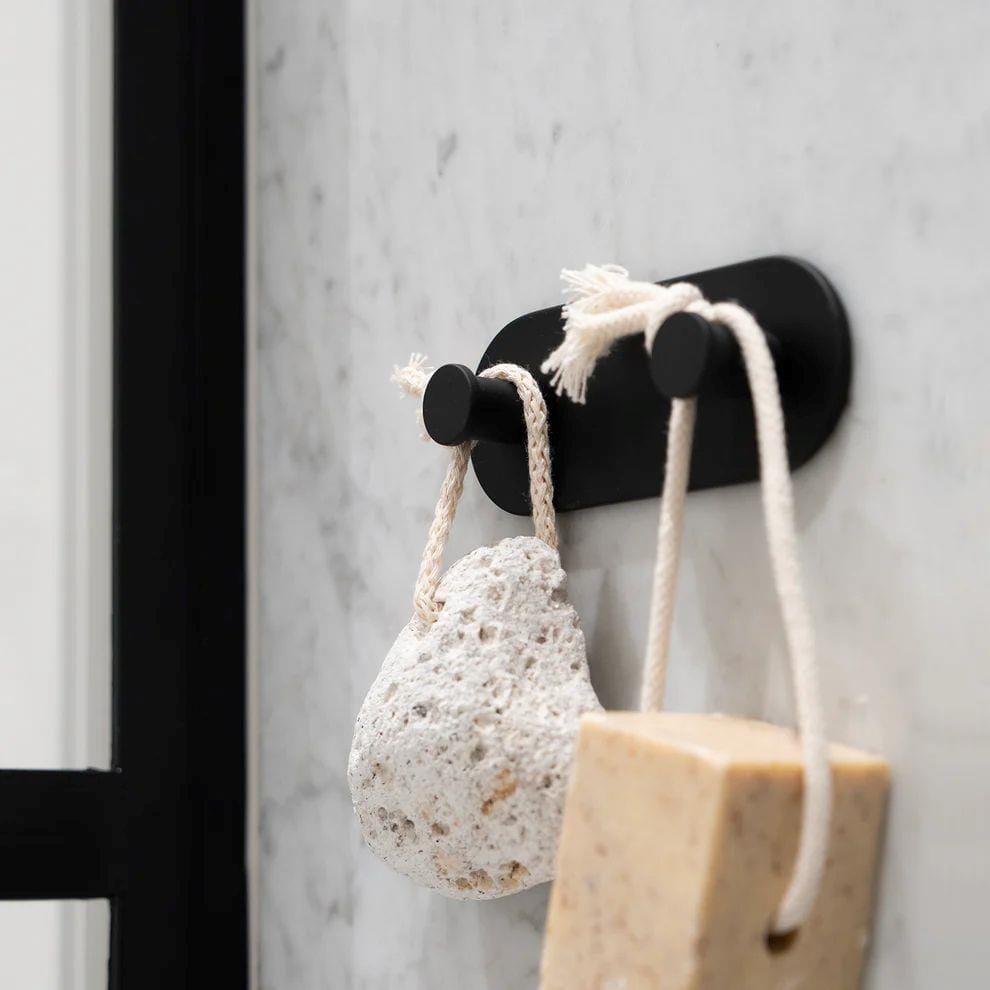 Smedbo Robe Hook Matt Black Smedbo Dot Self-Adhesive Double Robe Hook