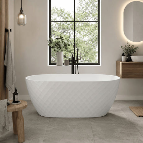 Aquarius Bathrooms Modern Freestanding Bath 1490mm Aquarius Halcyon Textured Oval Freestanding Bath