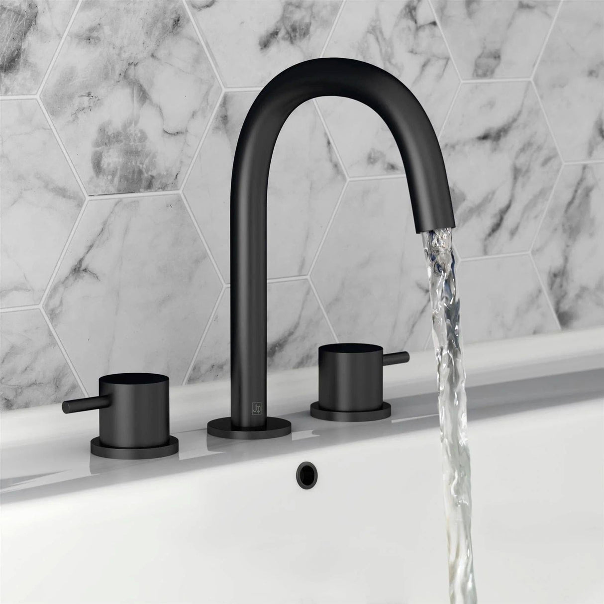 JTP 3 Tap Hole Basin Set Matt Black JTP VOS 3 Hole Deck Mounted Basin Mixer Tap