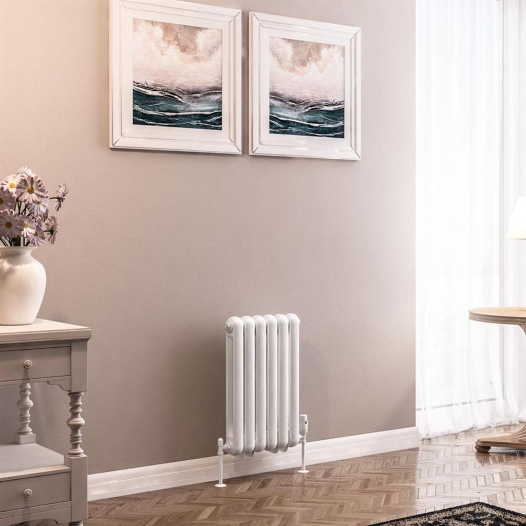 Eastbrook Column Radiator 600 x 383 / Dual Fuel Eastbrook Rubano Straight Horizontal Traditional Column Radiator in Gloss White