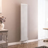 Eastbrook Column Radiator 1800 x 383 / Dual Fuel Eastbrook Rubano Straight Vertical Traditional Column Radiator in Gloss White