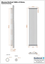 Eastbrook Column Radiator Eastbrook Murano Vertical Designer Radiator in Gloss White
