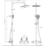 Eastbrook Exposed Shower Set Eastbrook Modern Round Thermostatic Shower Valve Set with Adjustable Riser, Showerhead and Handset