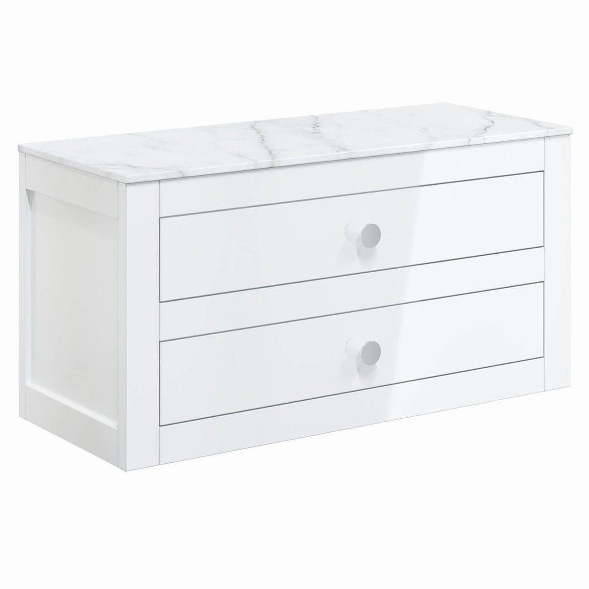 Crosswater Wall Mounted Vanity Unit Crosswater Canvass Vanity Unit with White Carrara Marble Effect Worktop