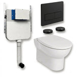 Aquarius Bathrooms Back To Wall Toilet Matt Black / Square Aquarius Urbano Rimless Back to Wall Toilet Pack with Cistern, Flush Plate, Soft Closing Seat and Hinge Covers
