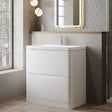 Aquarius Bathrooms Floor Standing Vanity Unit White Aquarius Seren 800mm Floor Standing Two Drawer Vanity Unit with Basin