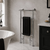 Heritage Traditional Towel Radiator Heritage Baby Clifton Traditional Straight Vertical Heated Towel Radiator - 940 x 498mm - Chrome/Black