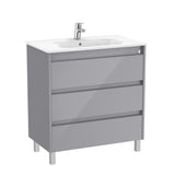 Roca Floor Standing Vanity Unit Gloss Grey Roca Tenet 800mm Floor Standing Three Drawer Vanity Unit with Basin