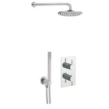 JTP Concealed Shower Set JTP Florence 2 Outlet 2 Handle Thermostatic Shower Valve Kit with Overhead and Handset