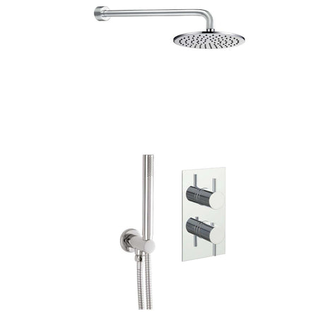 JTP Concealed Shower Set JTP Florence 2 Outlet 2 Handle Thermostatic Shower Valve Kit with Overhead and Handset