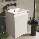 Saneux Cloakroom Vanity Unit Matte White / 0 Hole Saneux Monument 400mm Wall Mounted One Door Vanity Unit with Basin