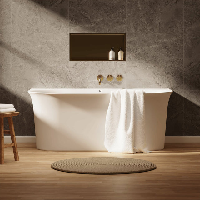 Crosswater Back To Wall Freestanding Bath Crosswater Cursa Back to Wall Freestanding Bath - 1500 x 800mm - Matt White