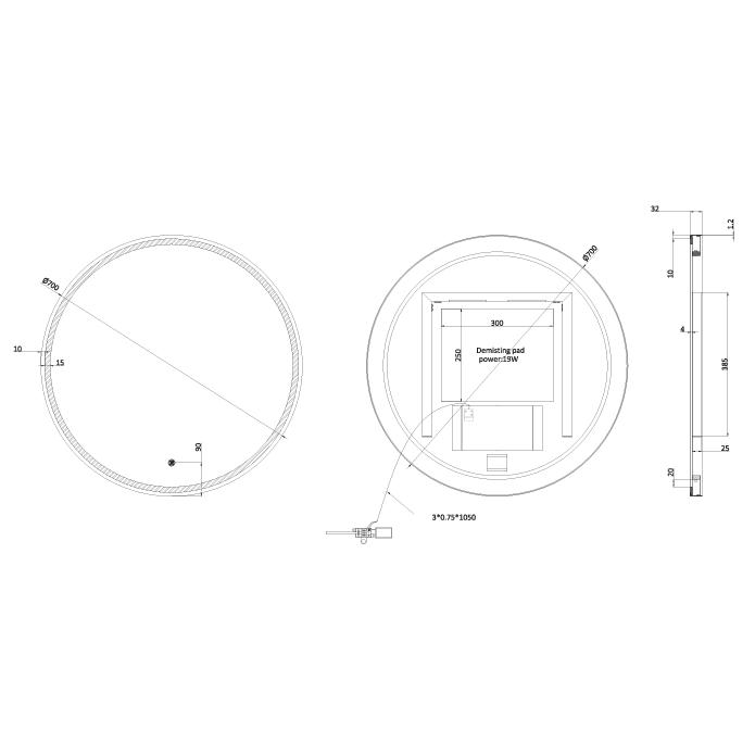 Crosswater Illuminated Mirror Crosswater Infinity Round Framed LED Illuminated Mirror