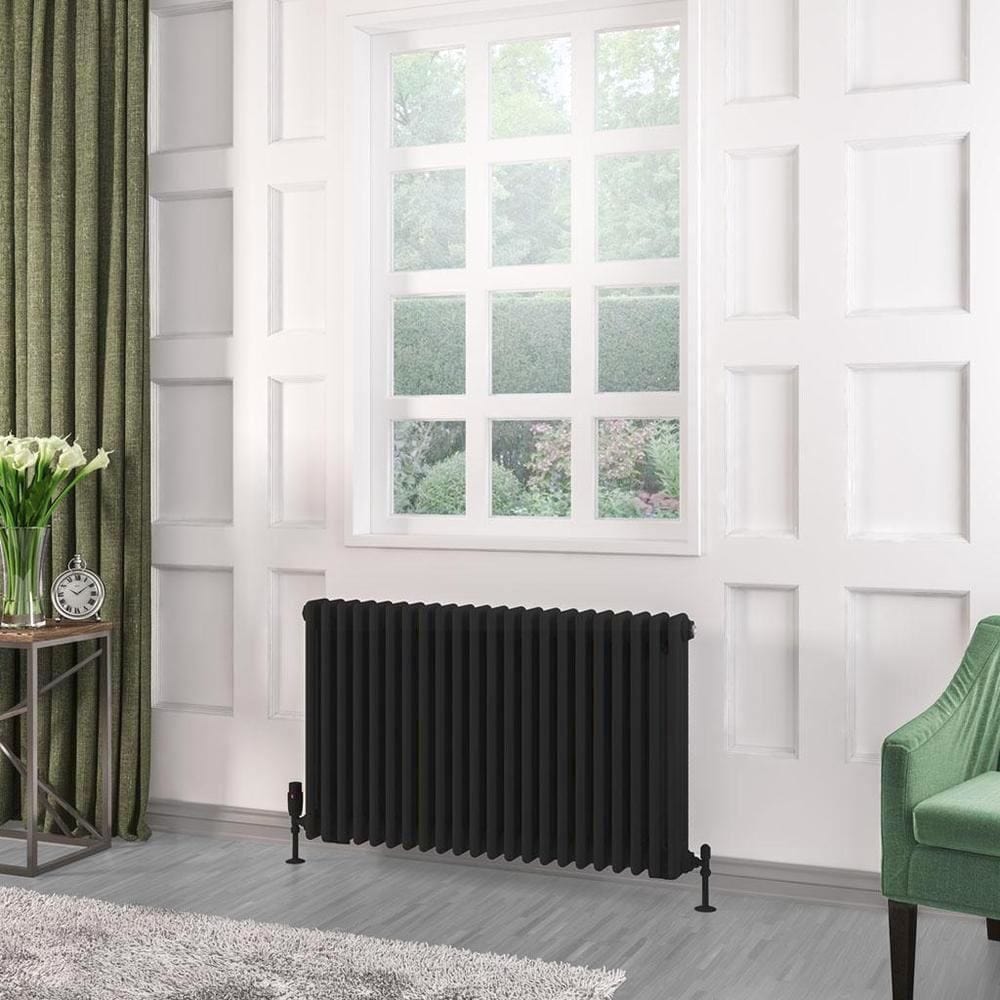 Eastbrook 600 x 1010 / Dual Fuel Eastbrook Rivassa Traditional 3 Column Radiator in Matt Black