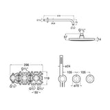 Roca Concealed Shower Set Roca T-Multi Thermostatic Concealed Shower Valve with Rainshower Head, Pencil Handset and Hose