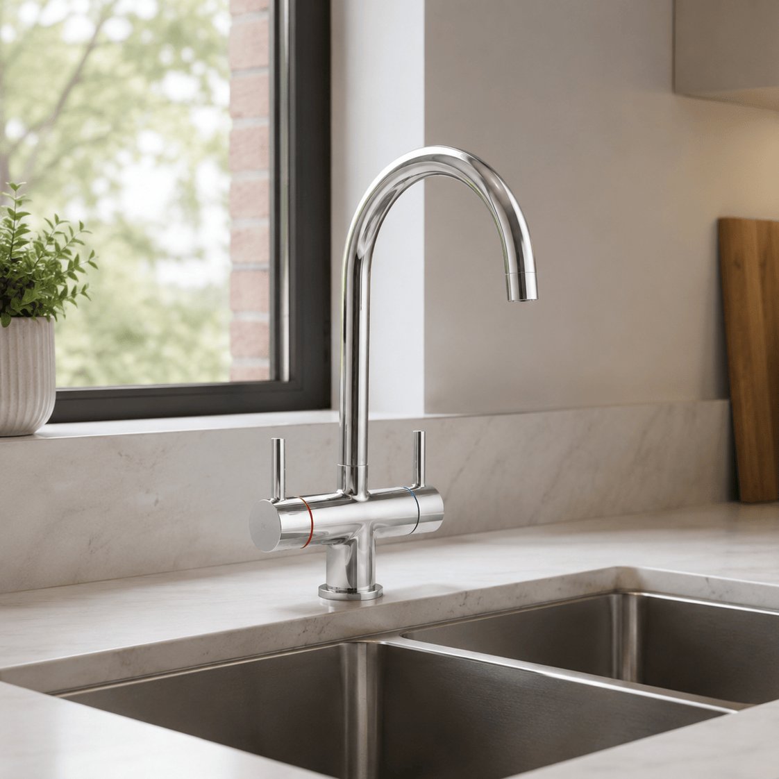 Aquarius Bathrooms Kitchen Tap Aquarius TrueCook Dual Handle Kitchen Mixer Tap in Chrome