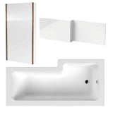 Aquarius Bathrooms L-Shaped Shower Bath Aquarius Urbano L-Shape Square Shower Bath Pack with Screen and Panel