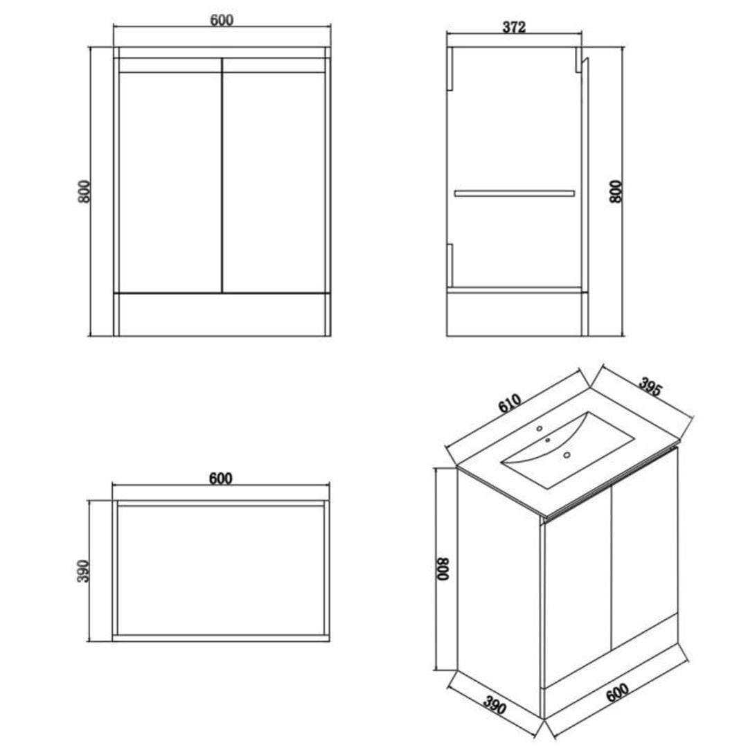 Aquarius Bathrooms Vanity Unit Aquarius Halite Waterproof White Vanity Unit and 1 Tap Hole Basin