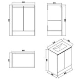Aquarius Bathrooms Floor Standing Vanity Unit Aquarius Halite Waterproof Floor Standing Vanity Unit in Gloss White with 1 Tap Hole Basin